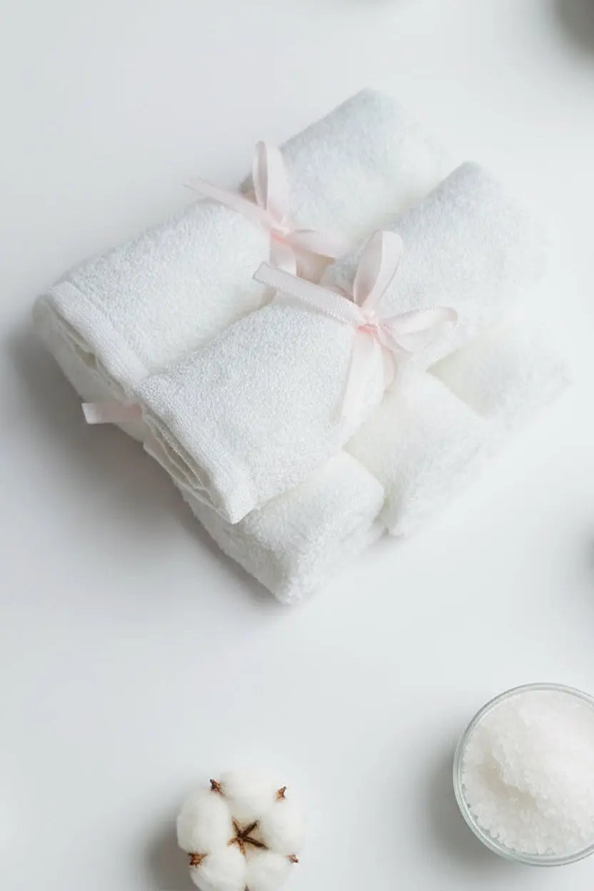 Organic Bamboo Face Towels Set of 5 - Natural Beauty