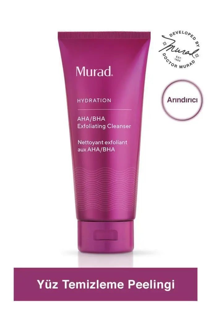 Murad Exfoliating Facial Cleanser with AHA/BHA - Gentle Face Peeling for Smoother Brighter Skin, 6.76 fl oz Beauty Care Bag