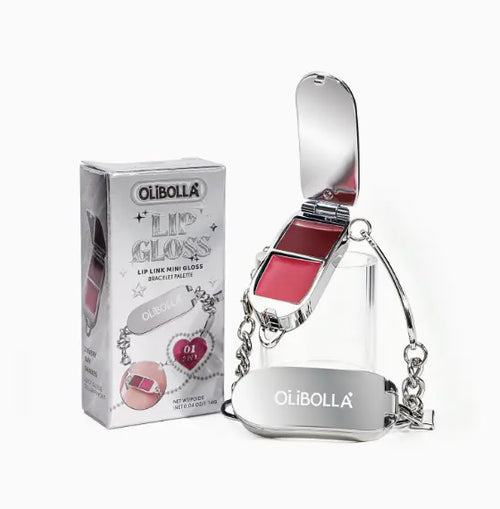 2-in-1 Bracelet Lip Gloss Set | Mirror-Shine High-Gloss Lip Balm Palette with Removable Charm Bracelet, Viral Cross-Border Beauty Gift Flowpallet