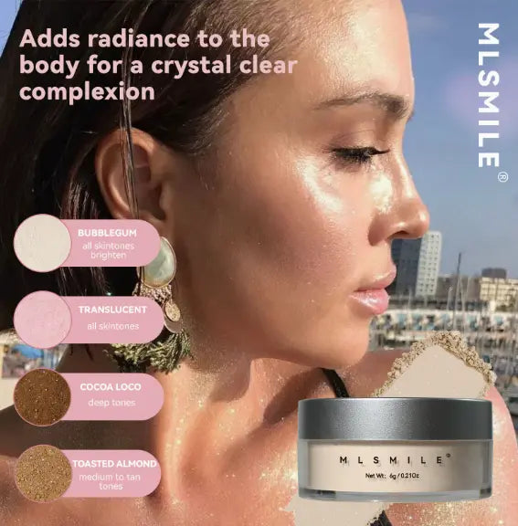 Shimmer Body Highlighter Powder | Lightweight Matte Finishing Powder for Contouring, Oil-Control Setting Powder with Pearl Glow Flowpallet