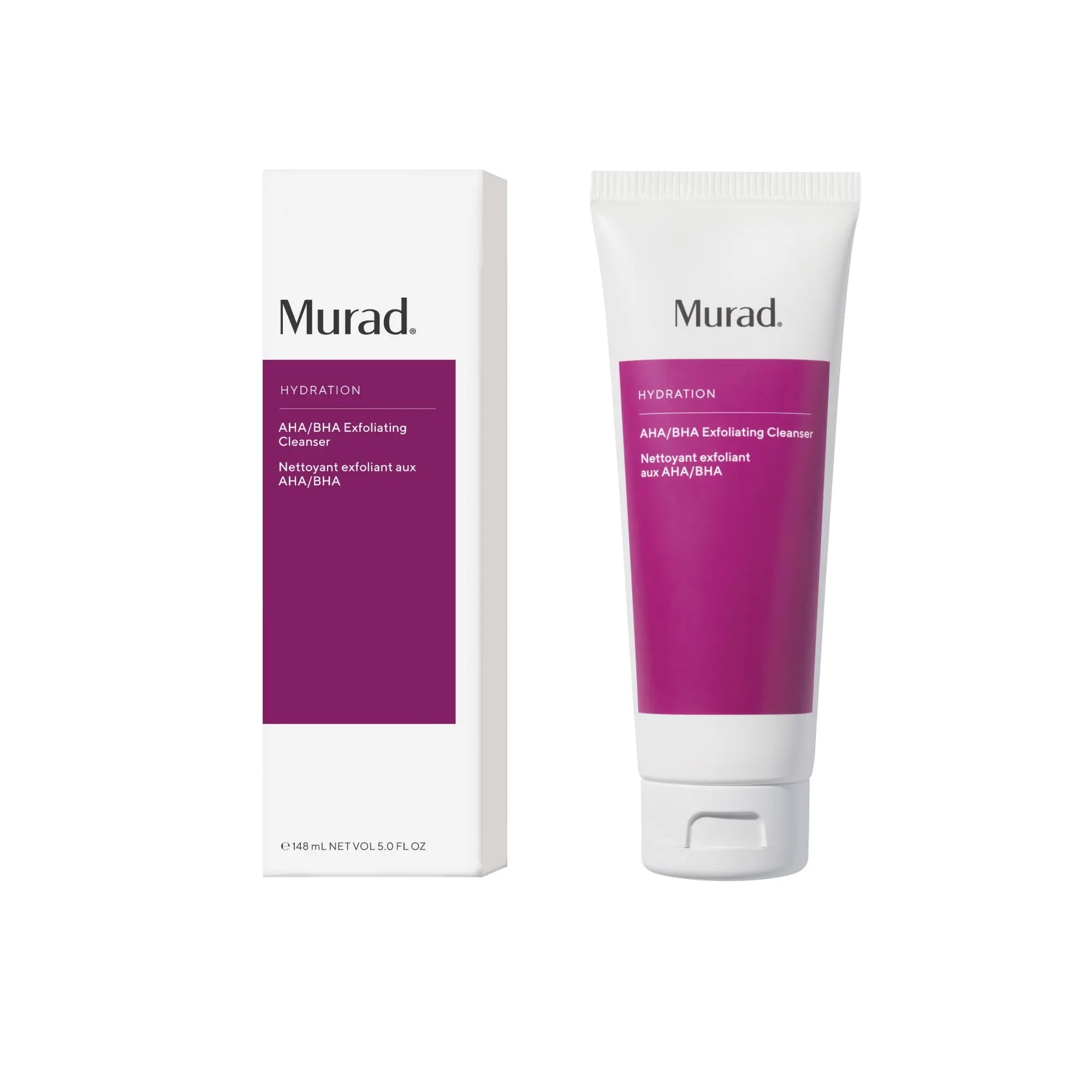 Murad Exfoliating Facial Cleanser with AHA/BHA - Gentle Face Peeling for Smoother Brighter Skin, 6.76 fl oz Beauty Care Bag