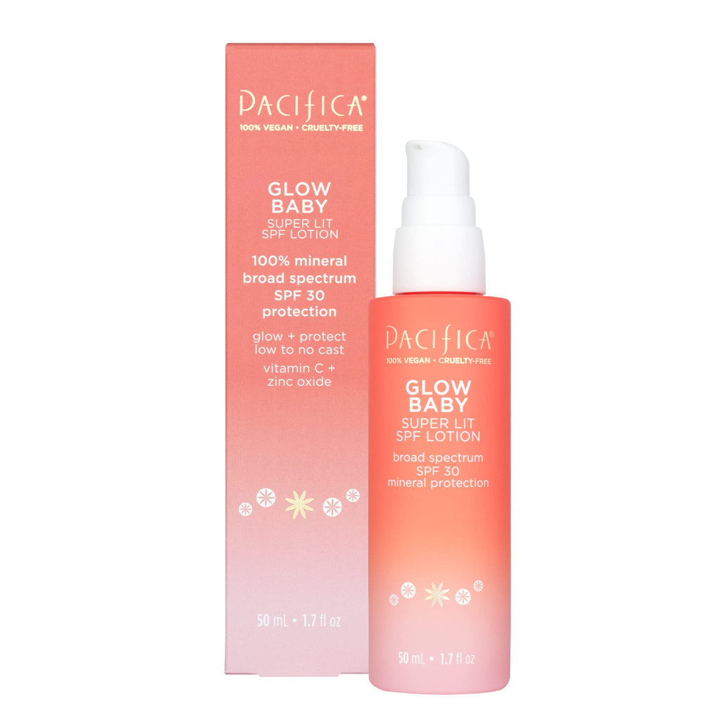 Pacifica Beauty Glow Baby Super Lit SPF 30 Lotion Skincare Broad Spectrum UVA/UVB Sun Protection Zinc Oxide Mineral Sunscreen Face Lotion Tinted Moisturizer Vegan 1.7 fl oz (1 Count)