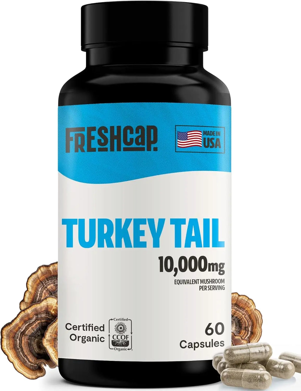 Organic Turkey Tail Mushroom Capsules FreshCap Mushrooms