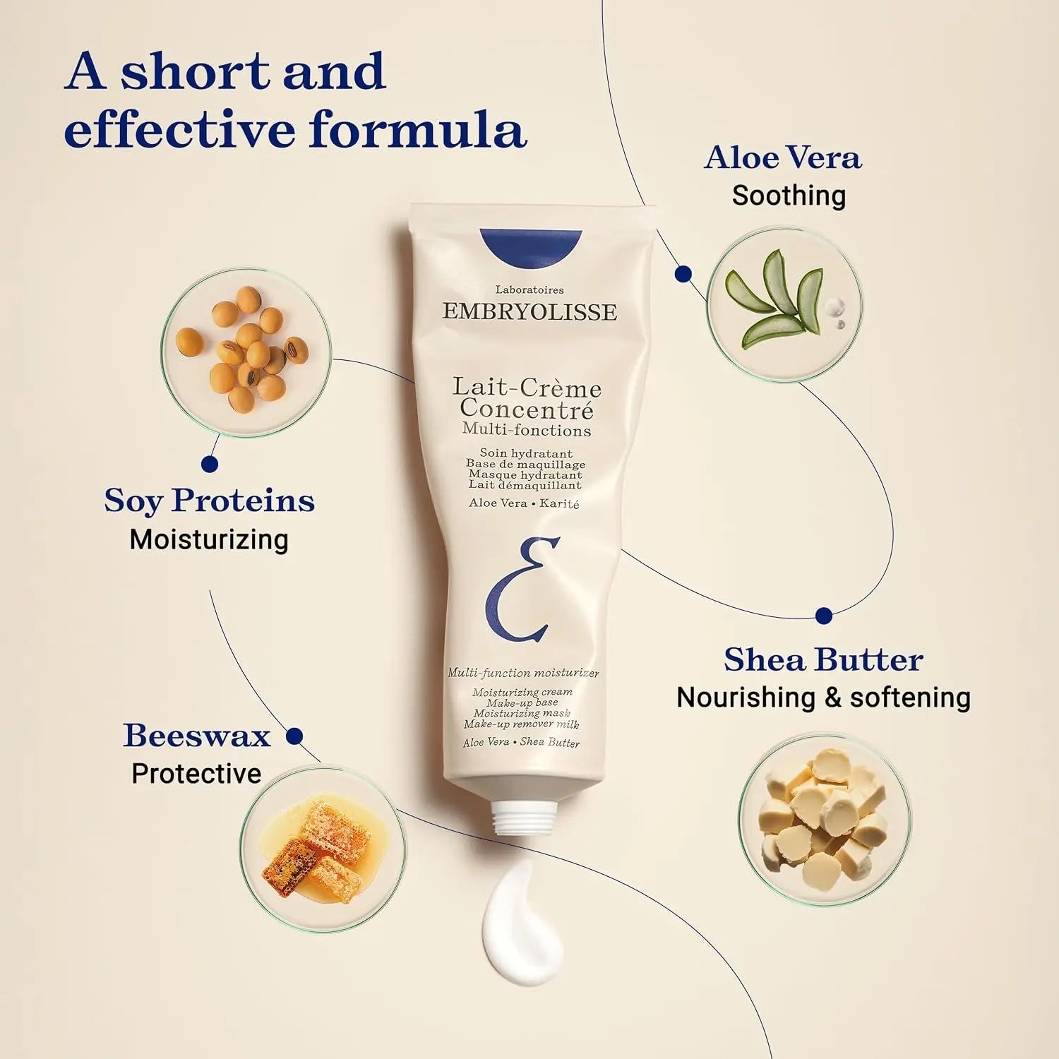 Embryolisse Lait-Crème Concentré Face Moisturizer and Makeup Primer, French Face Cream with Shea Butter & Aloe Vera