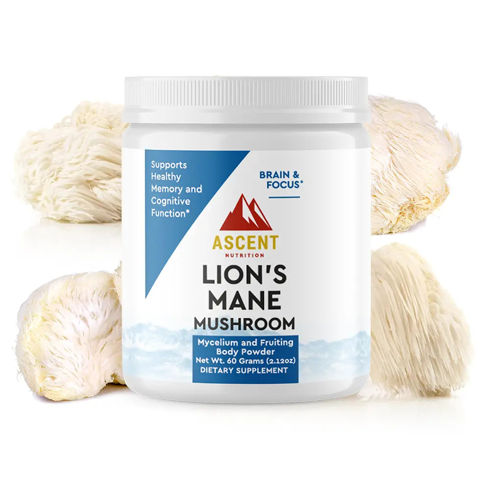 Organic Lion's Mane Mushroom Powder, 2 Grams per scoop Ascent Nutrition