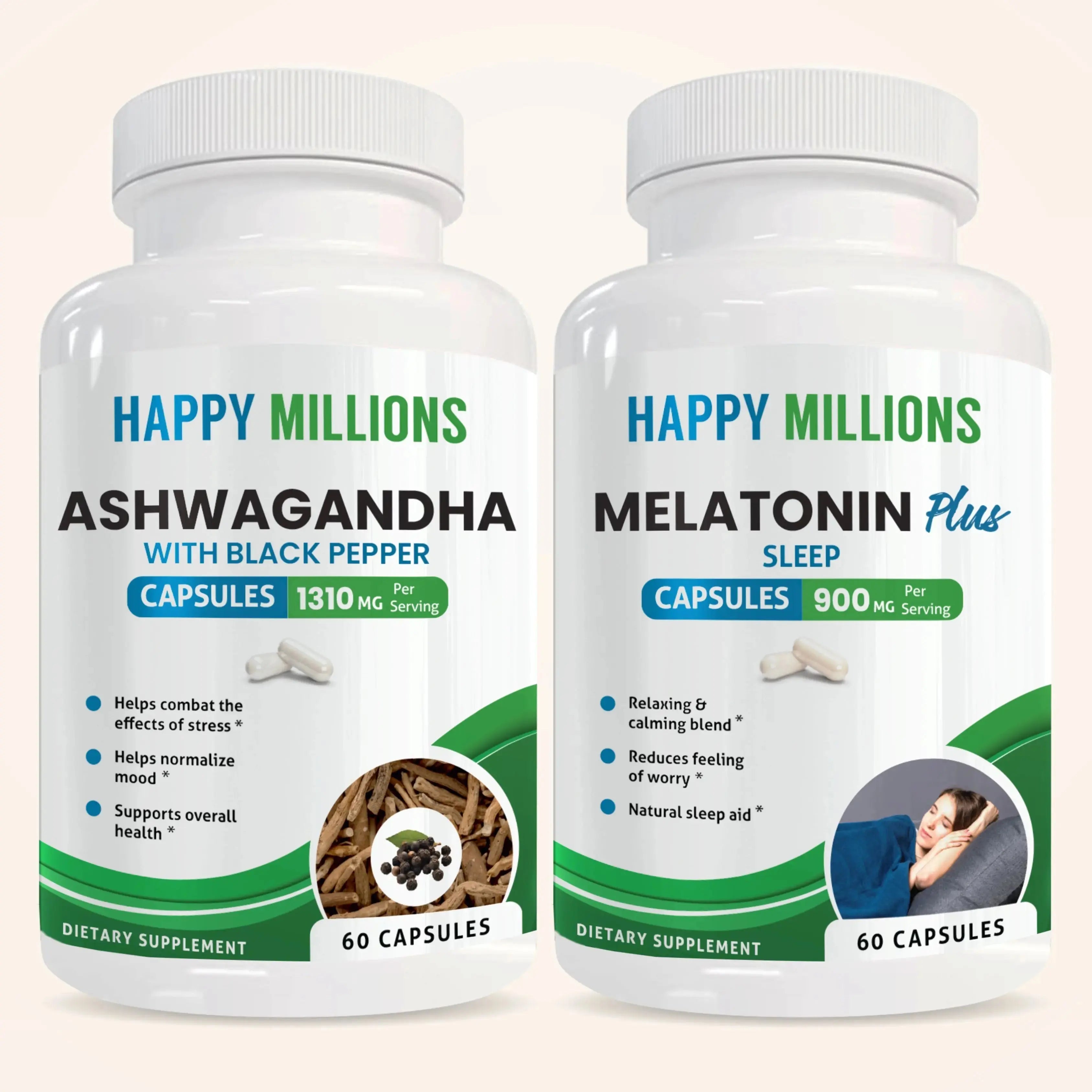 ASHWAGANDHA WITH BLACK PEPPER & MELATONIN PLUS - Natural Beauty