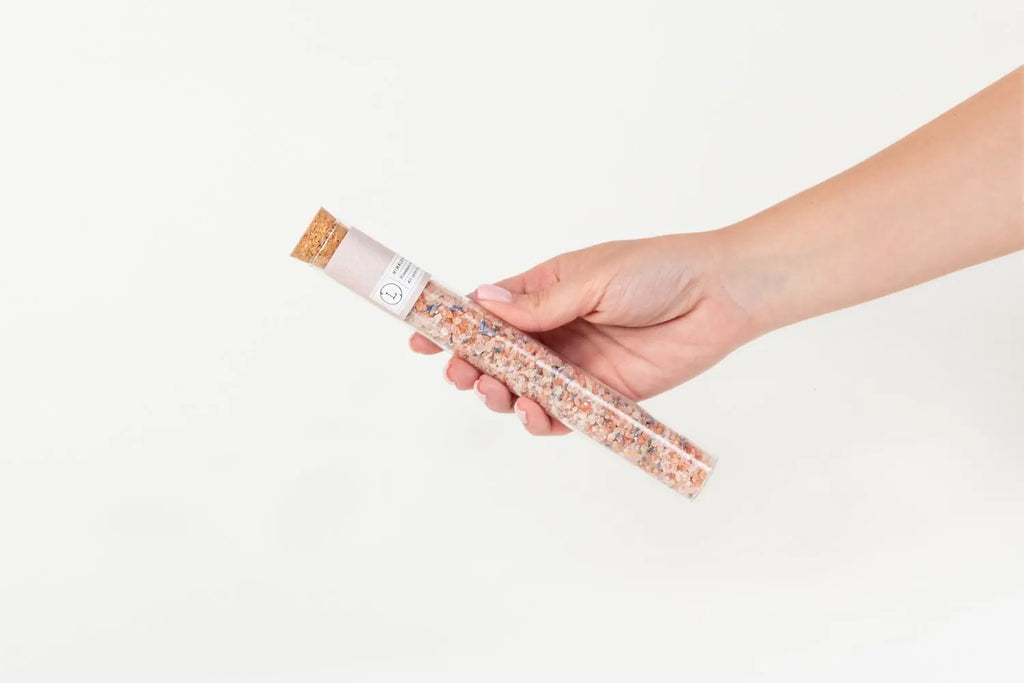 Natural Bath Salts Gift set in 8 Glass Tubes, Luxurious Bath Experience - Natural Beauty
