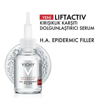 Vichy LiftActiv Supreme H.A. Epidermic Filler: Advanced Anti-Wrinkle Face & Eye Serum - Deeply Hydrating, Reduces Fine Lines, Hypoallergenic, 1.01 fl oz Beauty Care Bag
