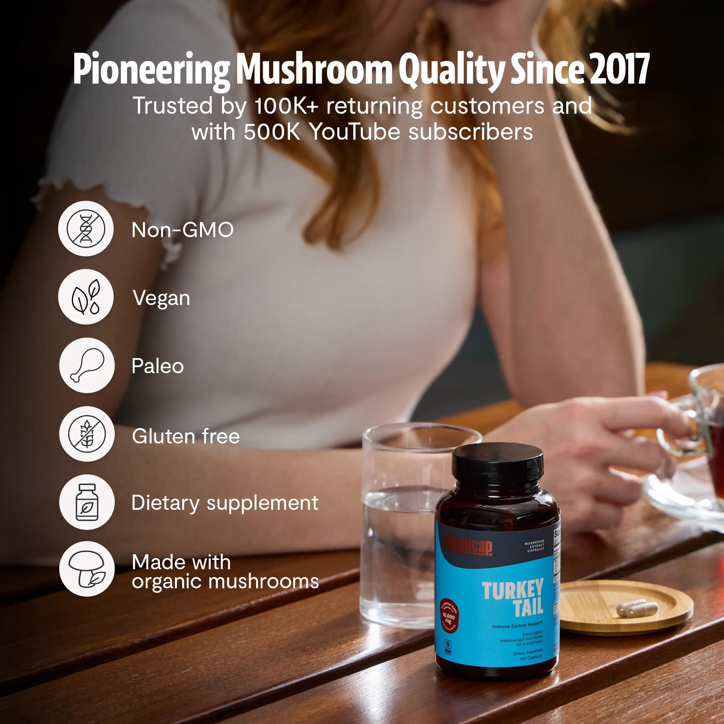 Organic Turkey Tail Mushroom Capsules FreshCap Mushrooms