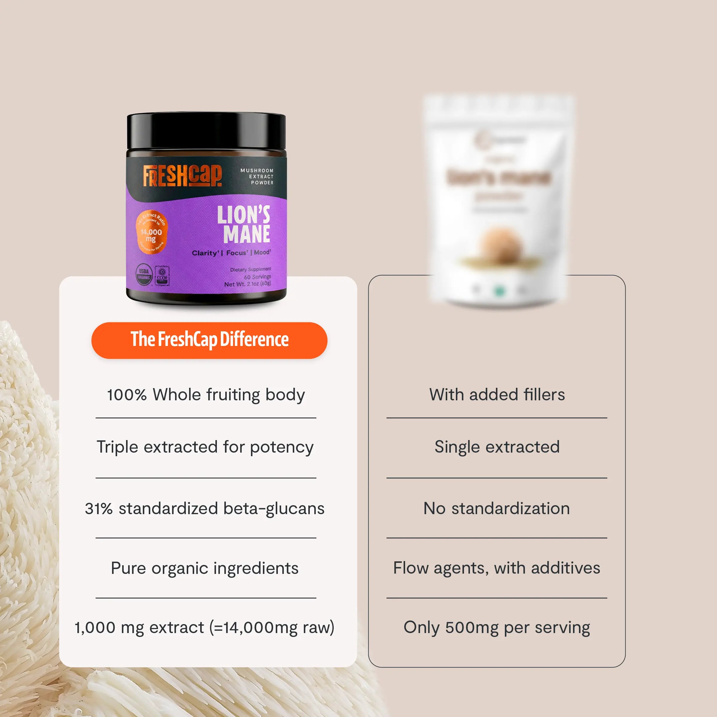 Organic Lion’s Mane Mushroom Powder FreshCap Mushrooms