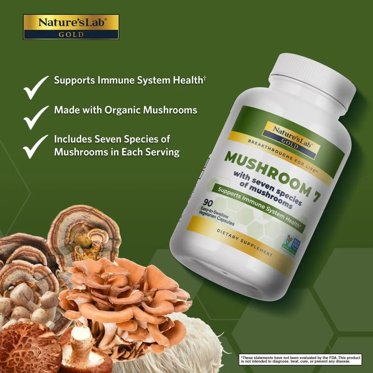 Nature's Lab Gold Mushroom 7 - 90 Capsules Nature's Lab