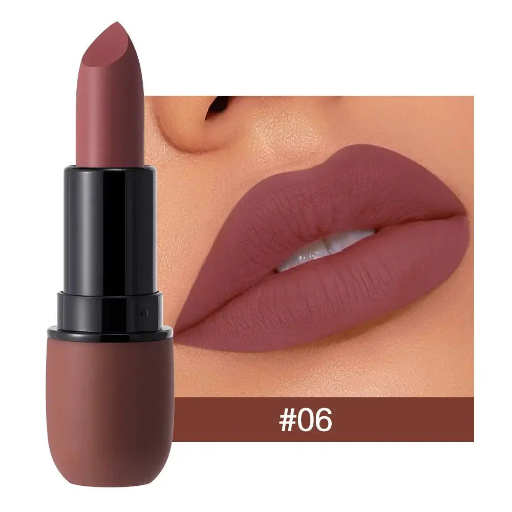 6-Color Matte Lipstick: Velvet Lip Color, Smooth, Waterproof, Long-Lasting Color Lip Makeup - Natural Beauty