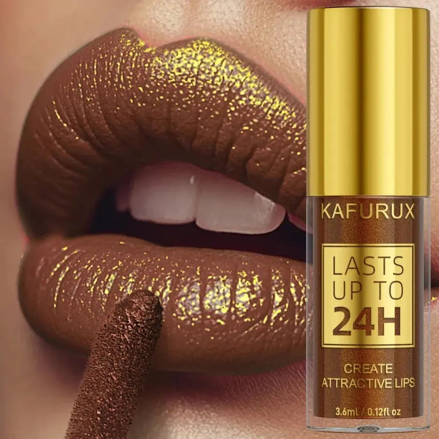 14 Colors Glitter Metallic Lip Glaze Shiny Long Lasting Lip Gloss Waterproof Liquid Lipstick Makeup Lip Oil Lip Tint Gifts for W - Natural Beauty