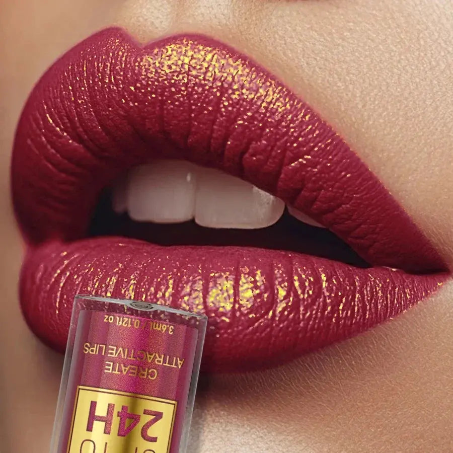 14 Colors Glitter Metallic Lip Glaze Shiny Long Lasting Lip Gloss Waterproof Liquid Lipstick Makeup Lip Oil Lip Tint Gifts for W - Natural Beauty