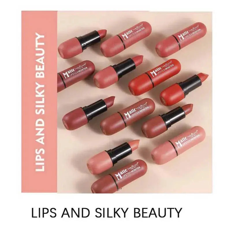 6-Color Matte Lipstick: Velvet Lip Color, Smooth, Waterproof, Long-Lasting Color Lip Makeup - Natural Beauty