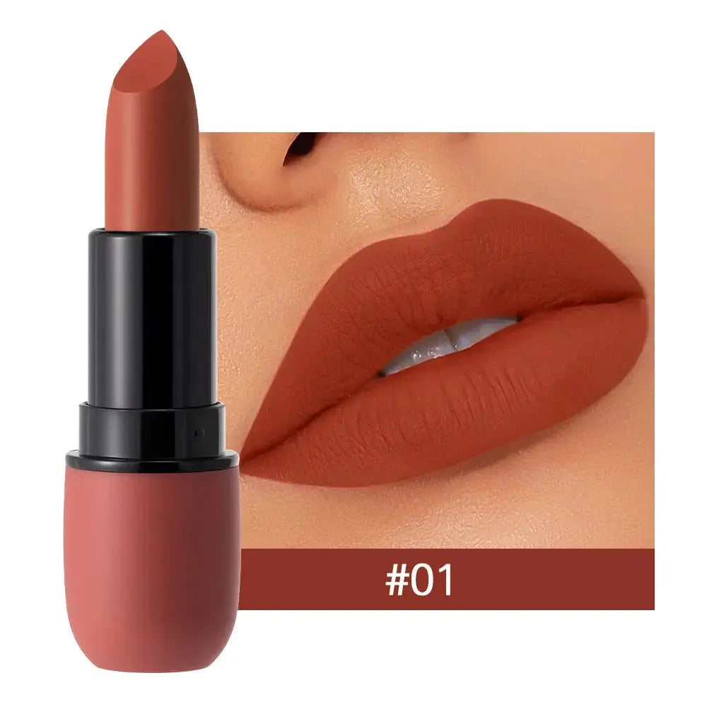 6-Color Matte Lipstick: Velvet Lip Color, Smooth, Waterproof, Long-Lasting Color Lip Makeup - Natural Beauty