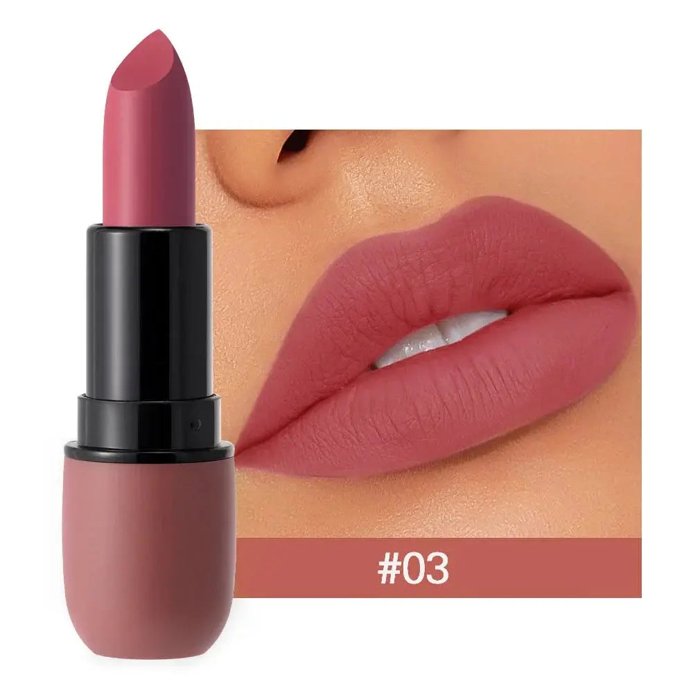 6-Color Matte Lipstick: Velvet Lip Color, Smooth, Waterproof, Long-Lasting Color Lip Makeup - Natural Beauty