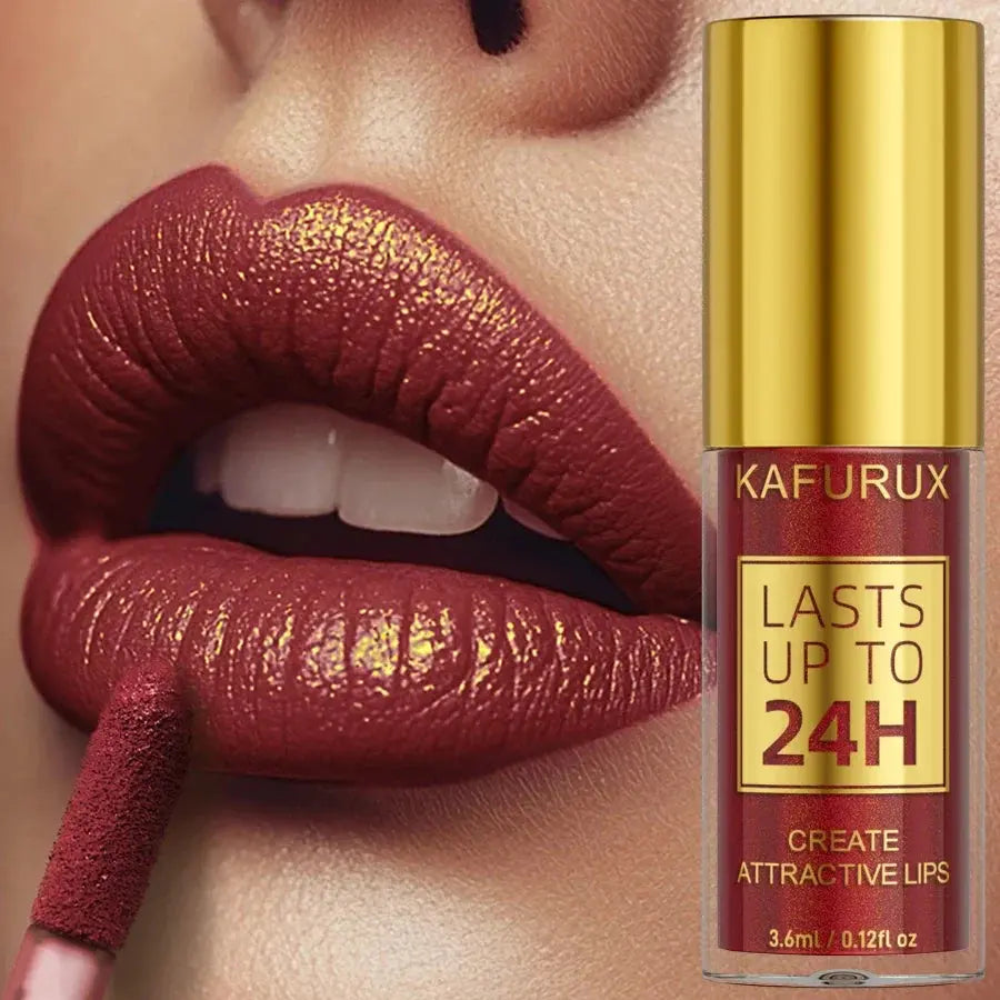 14 Colors Glitter Metallic Lip Glaze Shiny Long Lasting Lip Gloss Waterproof Liquid Lipstick Makeup Lip Oil Lip Tint Gifts for W - Natural Beauty