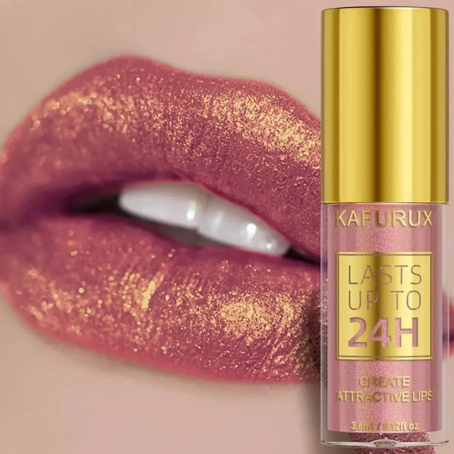 14 Colors Glitter Metallic Lip Glaze Shiny Long Lasting Lip Gloss Waterproof Liquid Lipstick Makeup Lip Oil Lip Tint Gifts for W - Natural Beauty