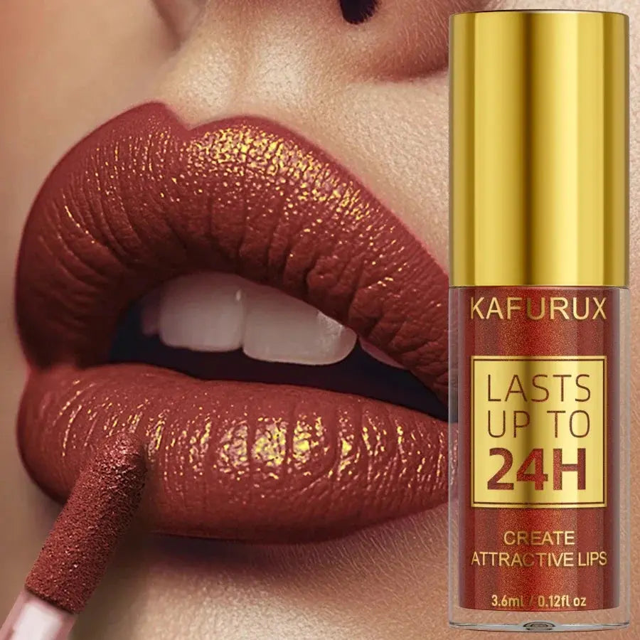 14 Colors Glitter Metallic Lip Glaze Shiny Long Lasting Lip Gloss Waterproof Liquid Lipstick Makeup Lip Oil Lip Tint Gifts for W - Natural Beauty