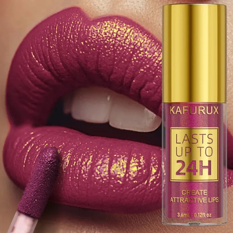 14 Colors Glitter Metallic Lip Glaze Shiny Long Lasting Lip Gloss Waterproof Liquid Lipstick Makeup Lip Oil Lip Tint Gifts for W - Natural Beauty