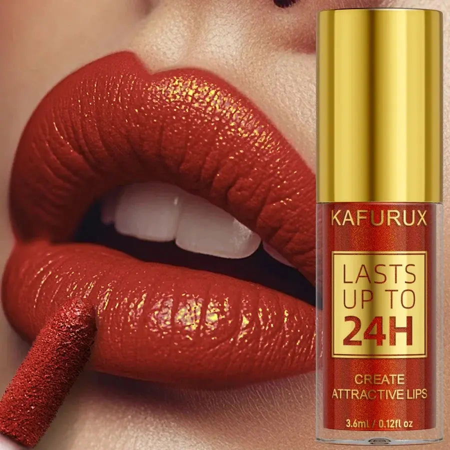 14 Colors Glitter Metallic Lip Glaze Shiny Long Lasting Lip Gloss Waterproof Liquid Lipstick Makeup Lip Oil Lip Tint Gifts for W - Natural Beauty