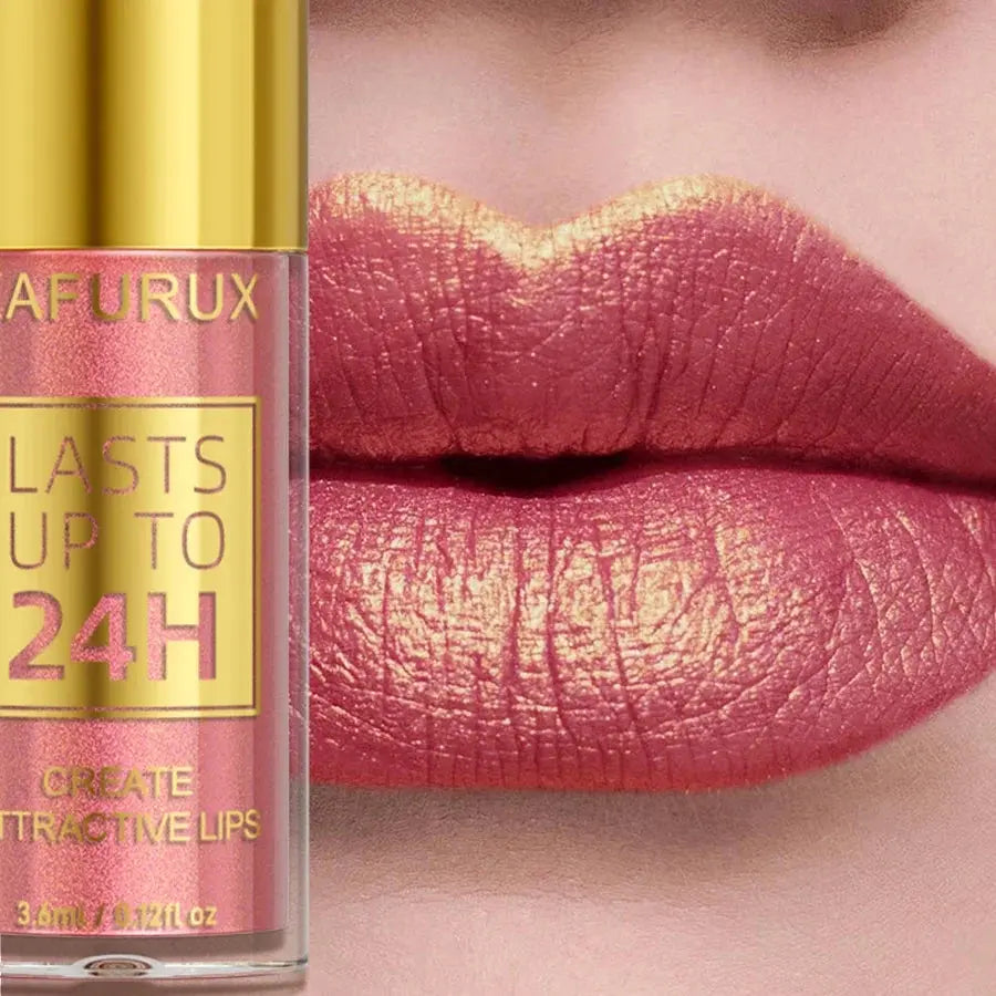 14 Colors Glitter Metallic Lip Glaze Shiny Long Lasting Lip Gloss Waterproof Liquid Lipstick Makeup Lip Oil Lip Tint Gifts for W - Natural Beauty
