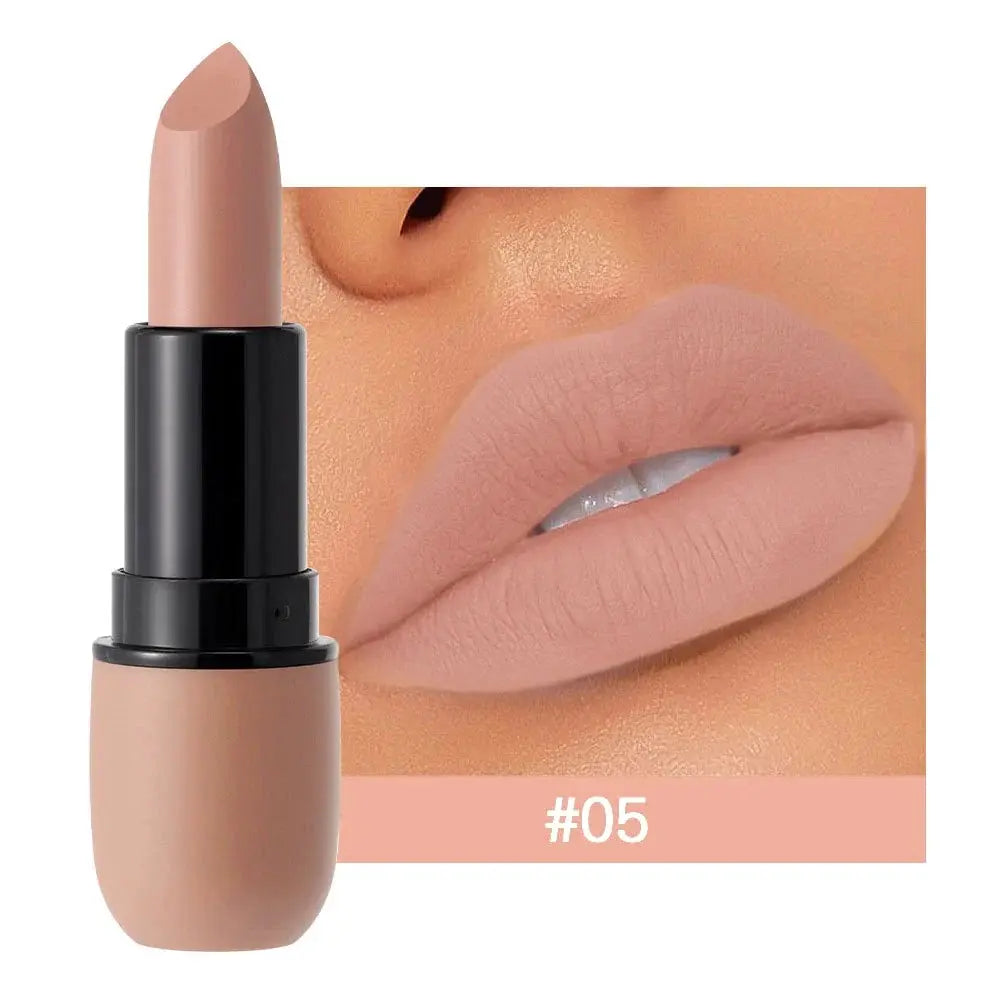 6-Color Matte Lipstick: Velvet Lip Color, Smooth, Waterproof, Long-Lasting Color Lip Makeup - Natural Beauty