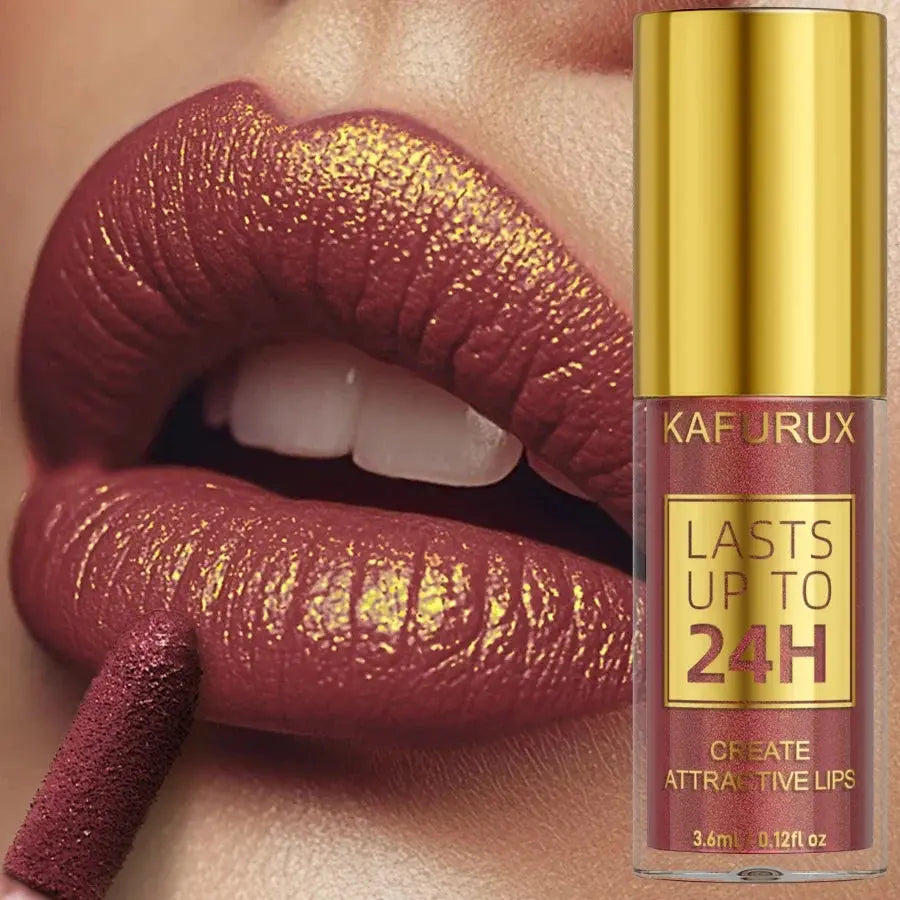 14 Colors Glitter Metallic Lip Glaze Shiny Long Lasting Lip Gloss Waterproof Liquid Lipstick Makeup Lip Oil Lip Tint Gifts for W - Natural Beauty
