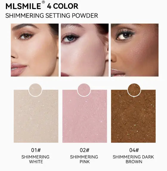 Shimmer Body Highlighter Powder | Lightweight Matte Finishing Powder for Contouring, Oil-Control Setting Powder with Pearl Glow Flowpallet