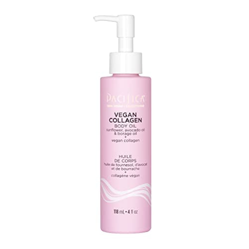 Pacifica Vegan Collagen Body Oil - Moisturizing Hydrating Massage for Dry Skin Soft & Radiant Glow Jasmine Scent 4 fl oz