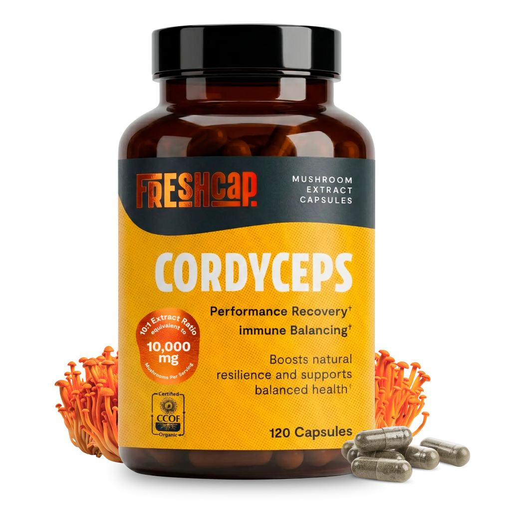 Organic Cordyceps Mushroom Supplement Capsules FreshCap Mushrooms