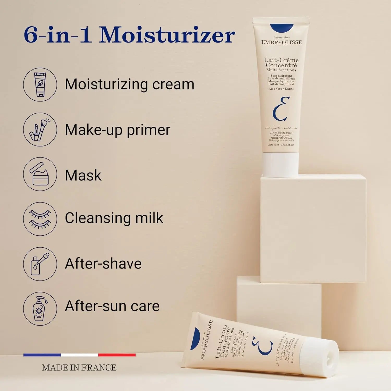 Embryolisse Lait-Crème Concentré Face Moisturizer and Makeup Primer, French Face Cream with Shea Butter & Aloe Vera