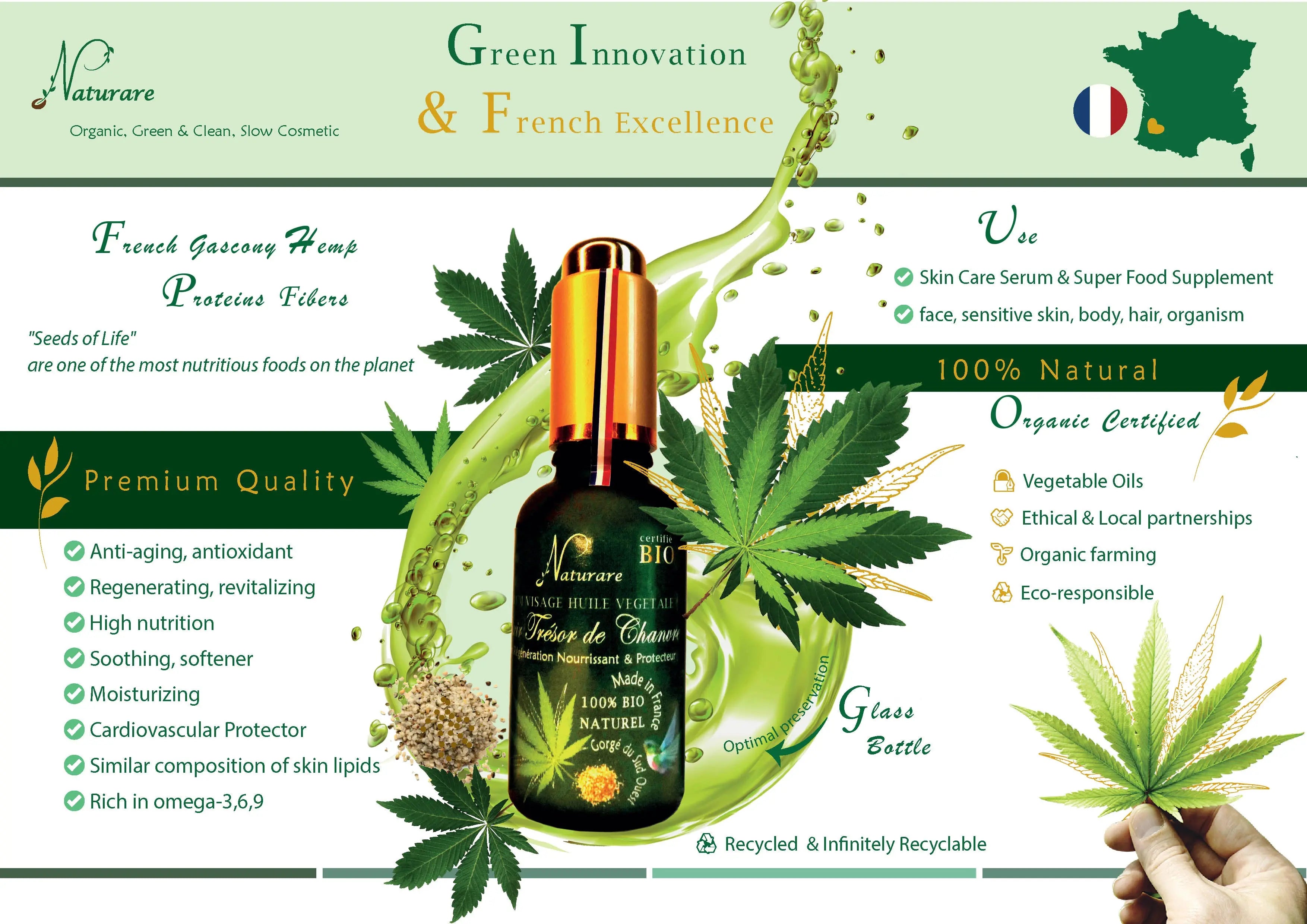Organic Hemp Treasure Elixir Vegetable Oil Serum, Food Supplement Amber Nemesis