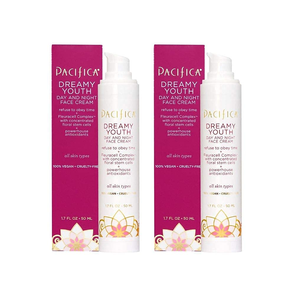 Pacifica Beauty Dreamy Youth Day and Night Face Cream - 1.7 Fl Oz (Pack of 2)- Moisturizer - For Dry and Aging Skin - Peptides Grapeseed Oil Floral Stem Cells - Sulfate + Paraben Free - Vegan and Cruelty Free