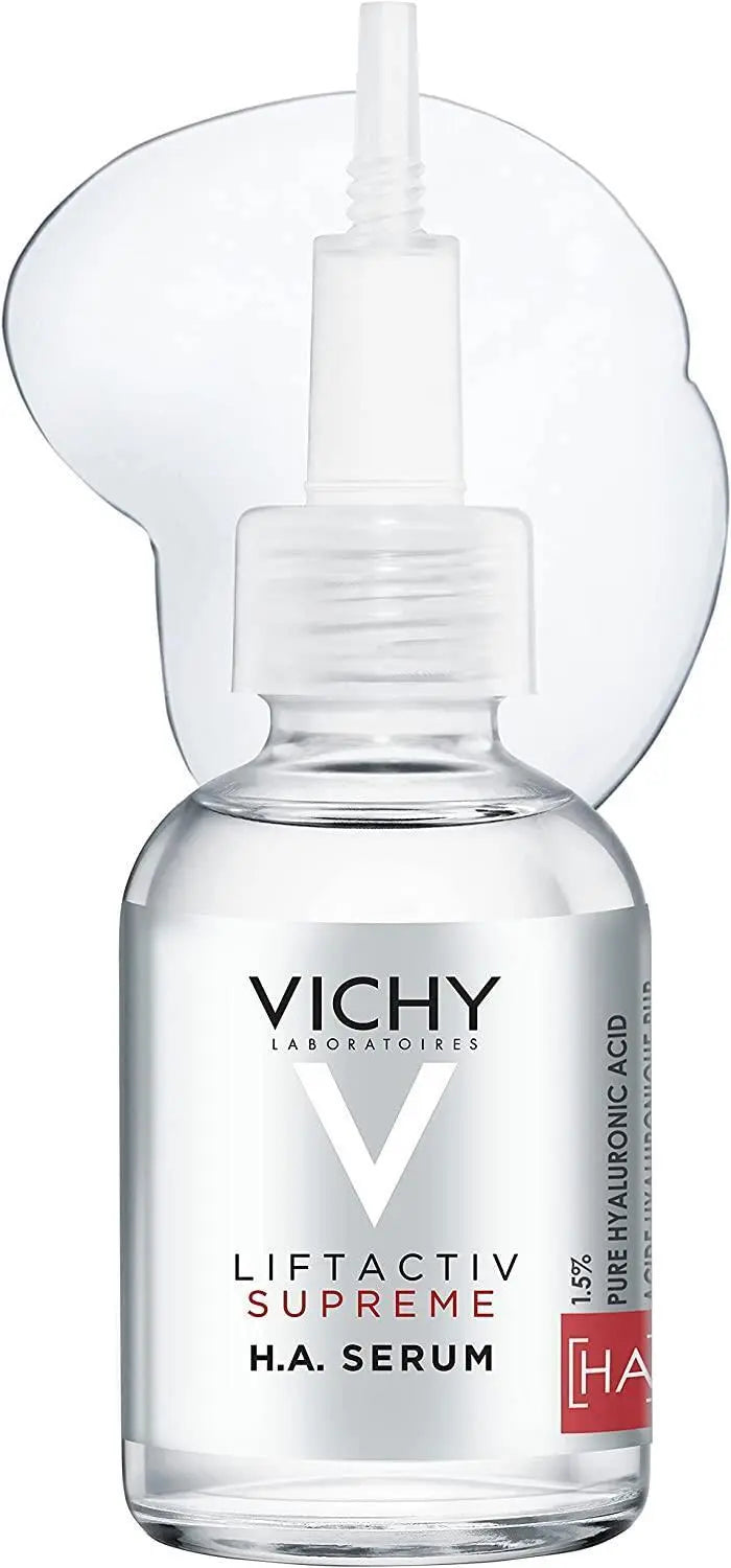 Vichy LiftActiv Supreme H.A. Epidermic Filler: Advanced Anti-Wrinkle Face & Eye Serum - Deeply Hydrating, Reduces Fine Lines, Hypoallergenic, 1.01 fl oz Beauty Care Bag