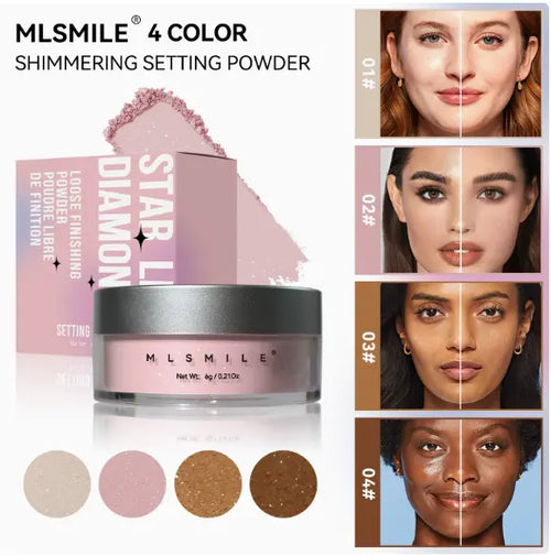 Shimmer Body Highlighter Powder | Lightweight Matte Finishing Powder for Contouring, Oil-Control Setting Powder with Pearl Glow Flowpallet