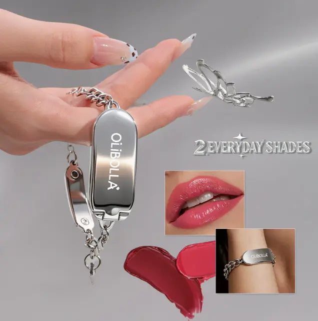 2-in-1 Bracelet Lip Gloss Set | Mirror-Shine High-Gloss Lip Balm Palette with Removable Charm Bracelet, Viral Cross-Border Beauty Gift Flowpallet
