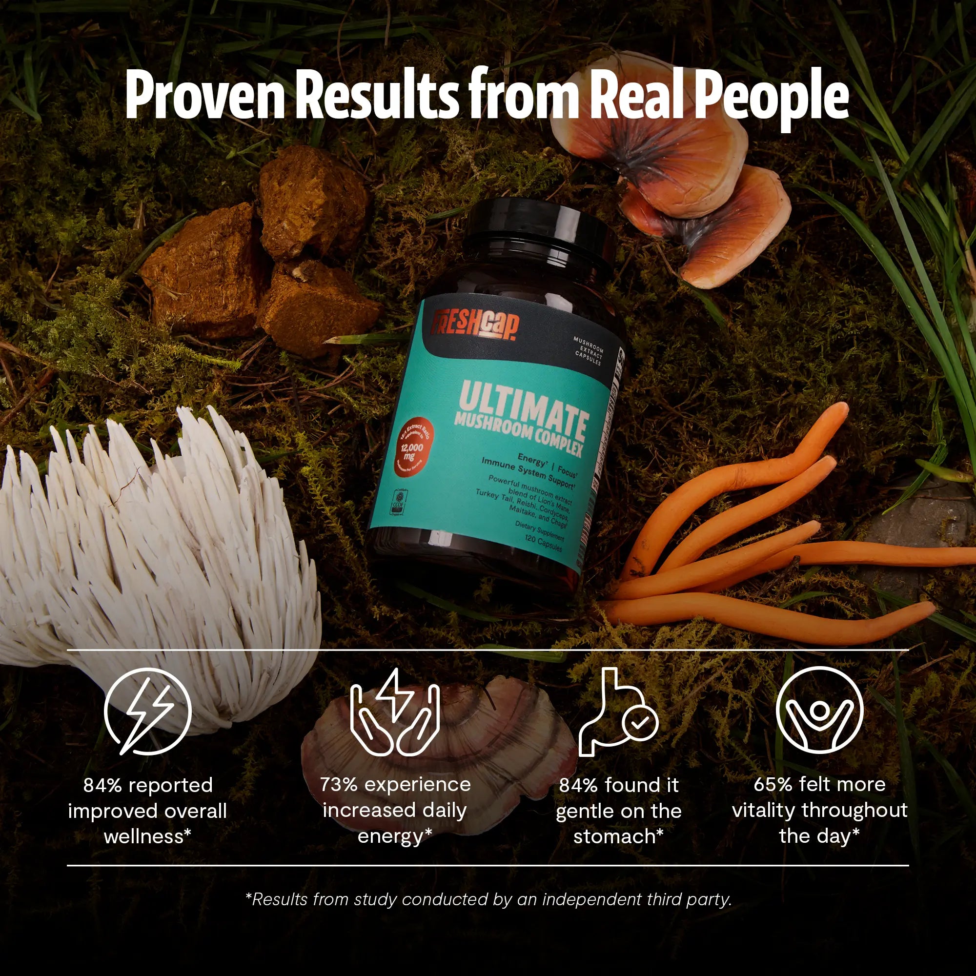 Organic Mushroom Complex Supplement Capsules FreshCap Mushrooms