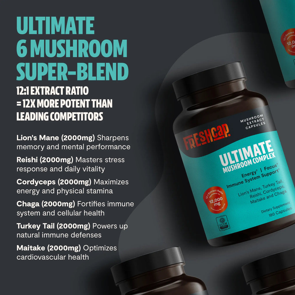Organic Mushroom Complex Supplement Capsules FreshCap Mushrooms