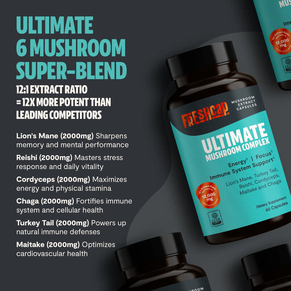 Organic Mushroom Complex Supplement Capsules FreshCap Mushrooms
