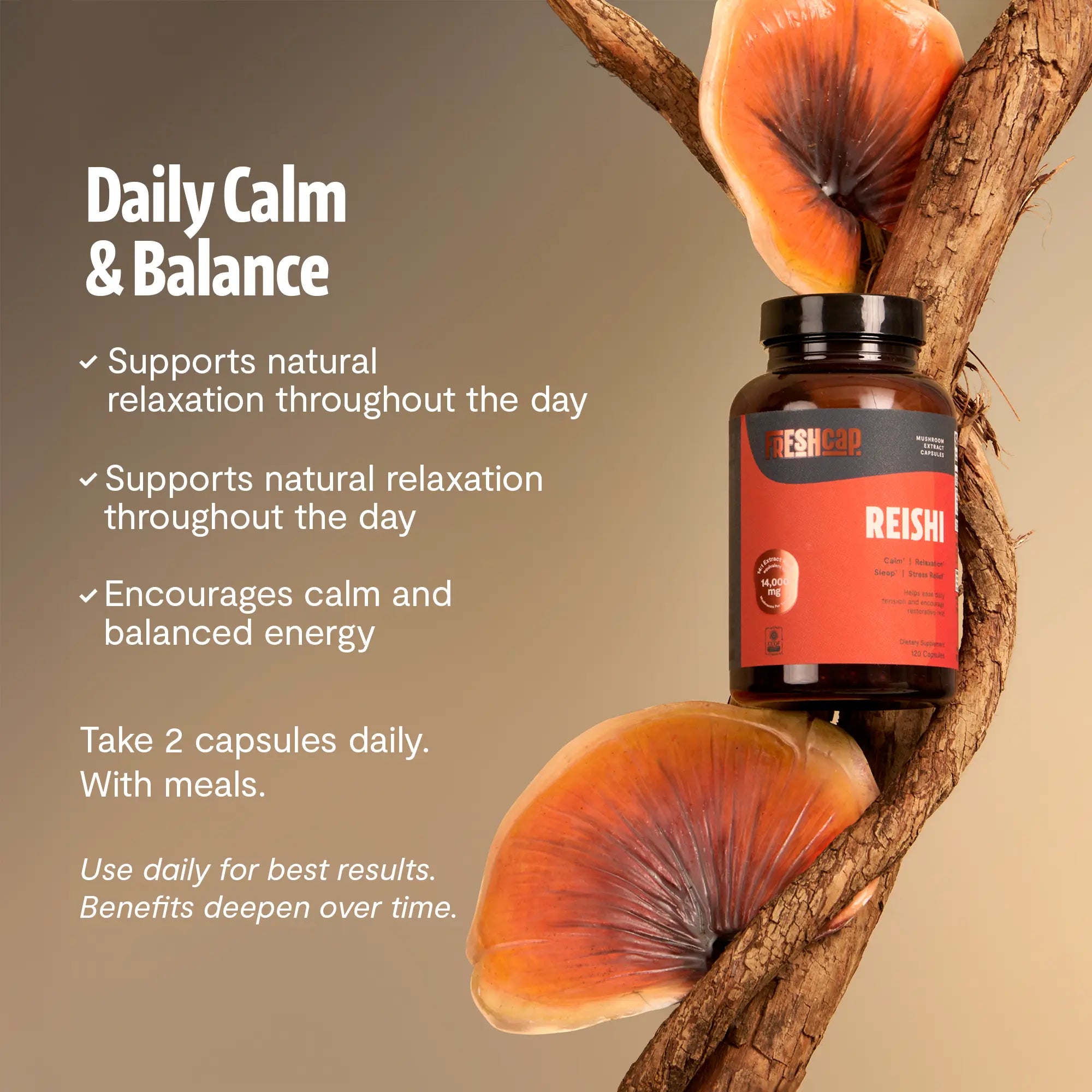 Organic Reishi Mushroom Capsules FreshCap Mushrooms