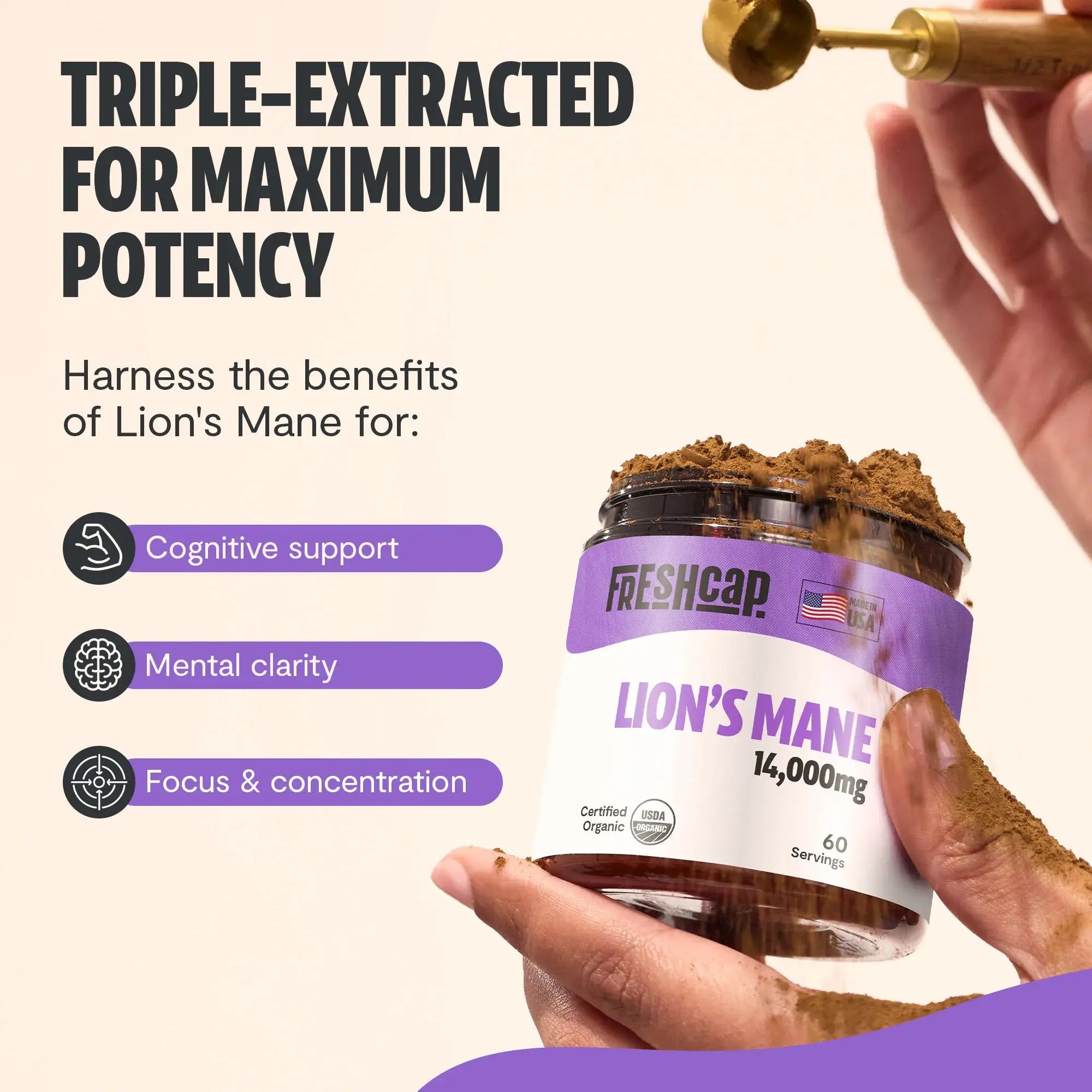 Organic Lion’s Mane Mushroom Powder FreshCap Mushrooms