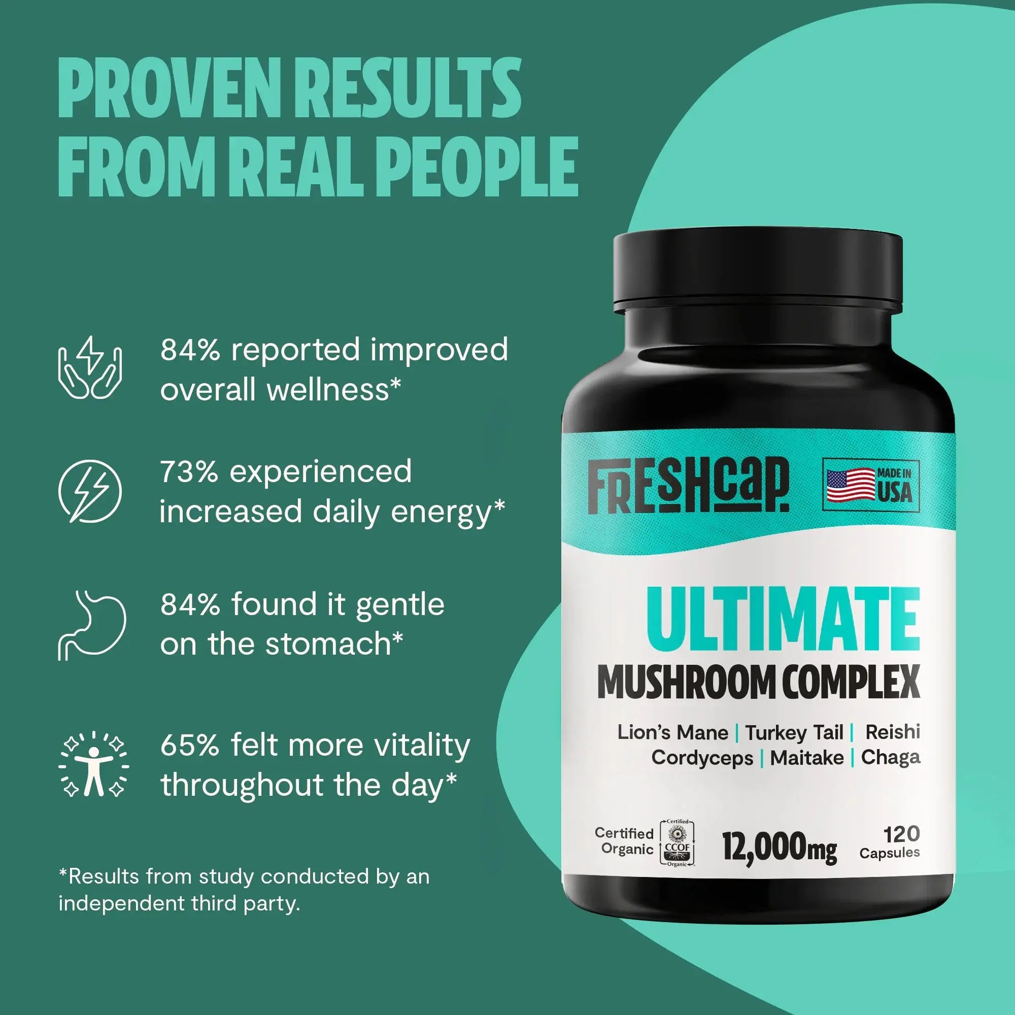 Organic Mushroom Complex Supplement Capsules FreshCap Mushrooms