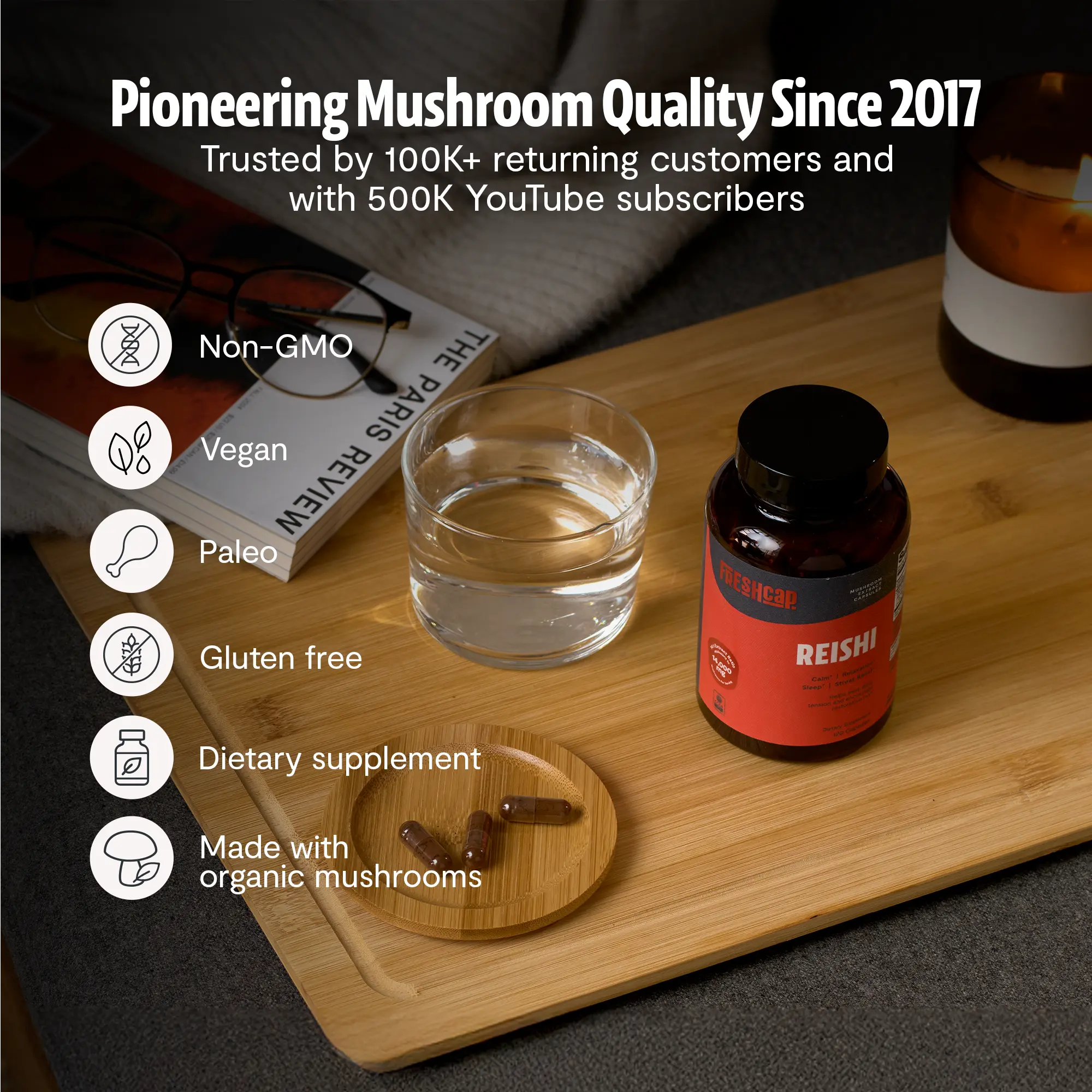 Organic Reishi Mushroom Capsules FreshCap Mushrooms