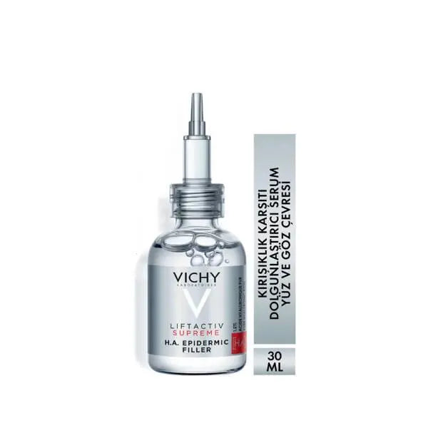 Vichy LiftActiv Supreme H.A. Epidermic Filler: Advanced Anti-Wrinkle Face & Eye Serum - Deeply Hydrating, Reduces Fine Lines, Hypoallergenic, 1.01 fl oz Beauty Care Bag