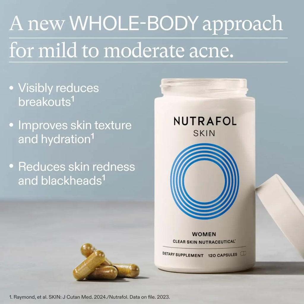 Nutrafol Clear Skin Nutraceutical Acne Supplement 3-Month Supply Nava Beauty