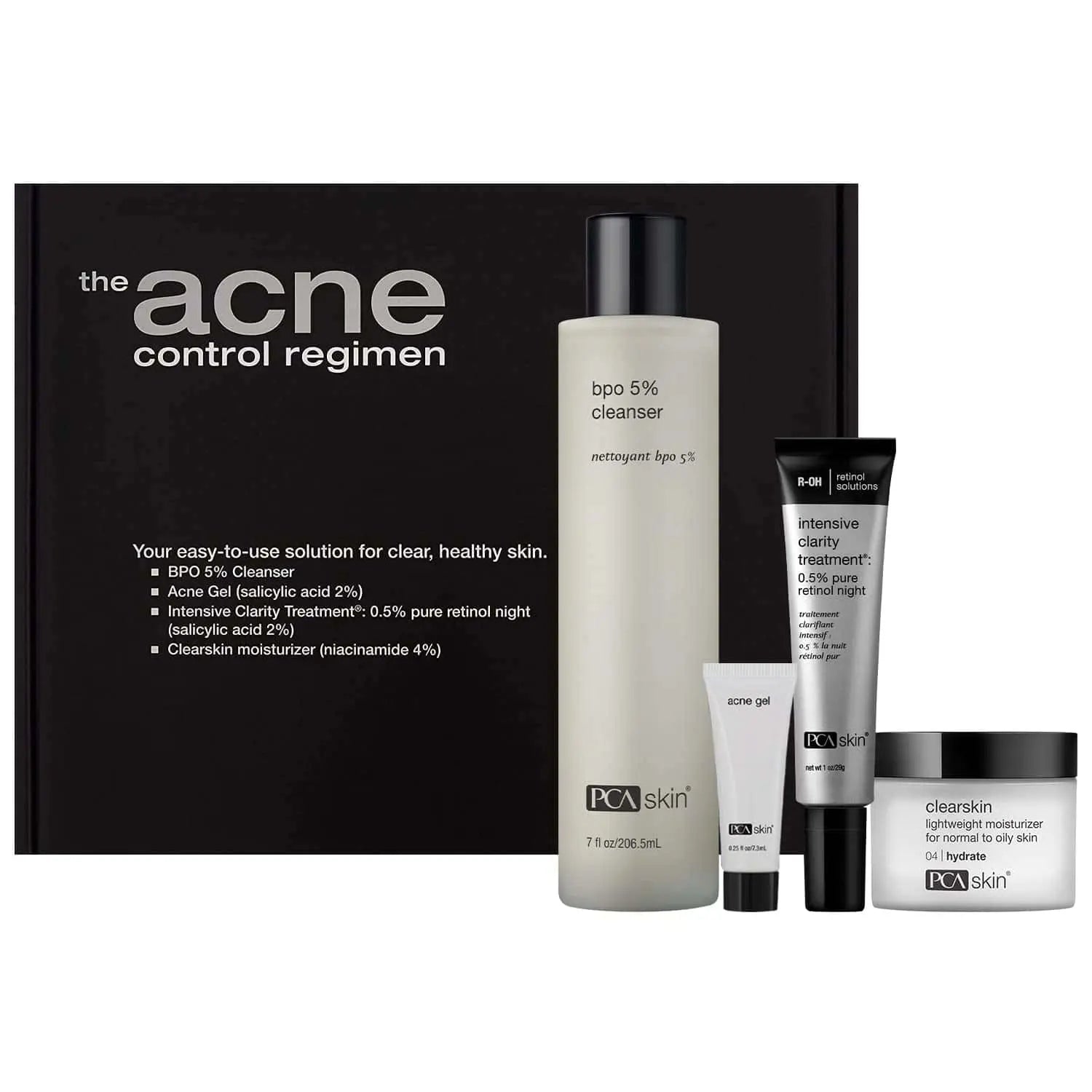 PCA Skin The Acne Control Regimen: Acne Gel Trial, BPO 5% Cleanser, Intensive Clarity Treatment, Clearskin Nava Beauty