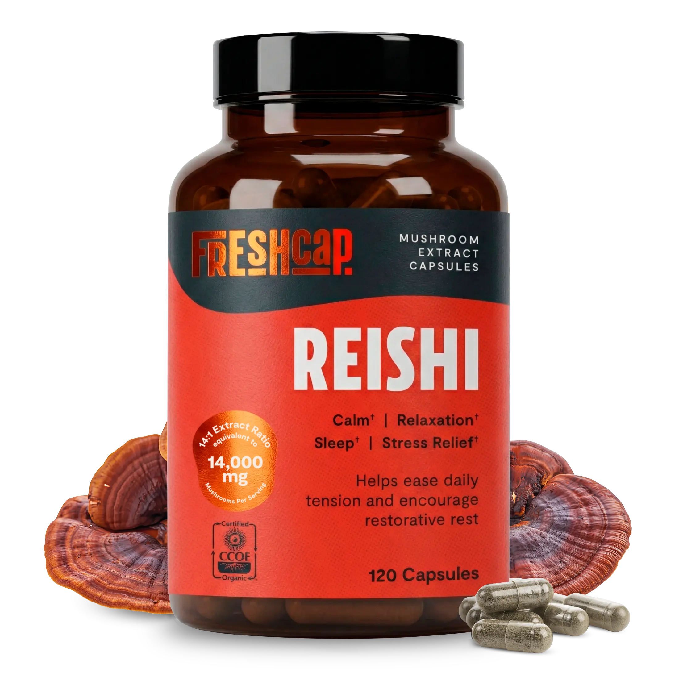 Organic Reishi Mushroom Capsules FreshCap Mushrooms