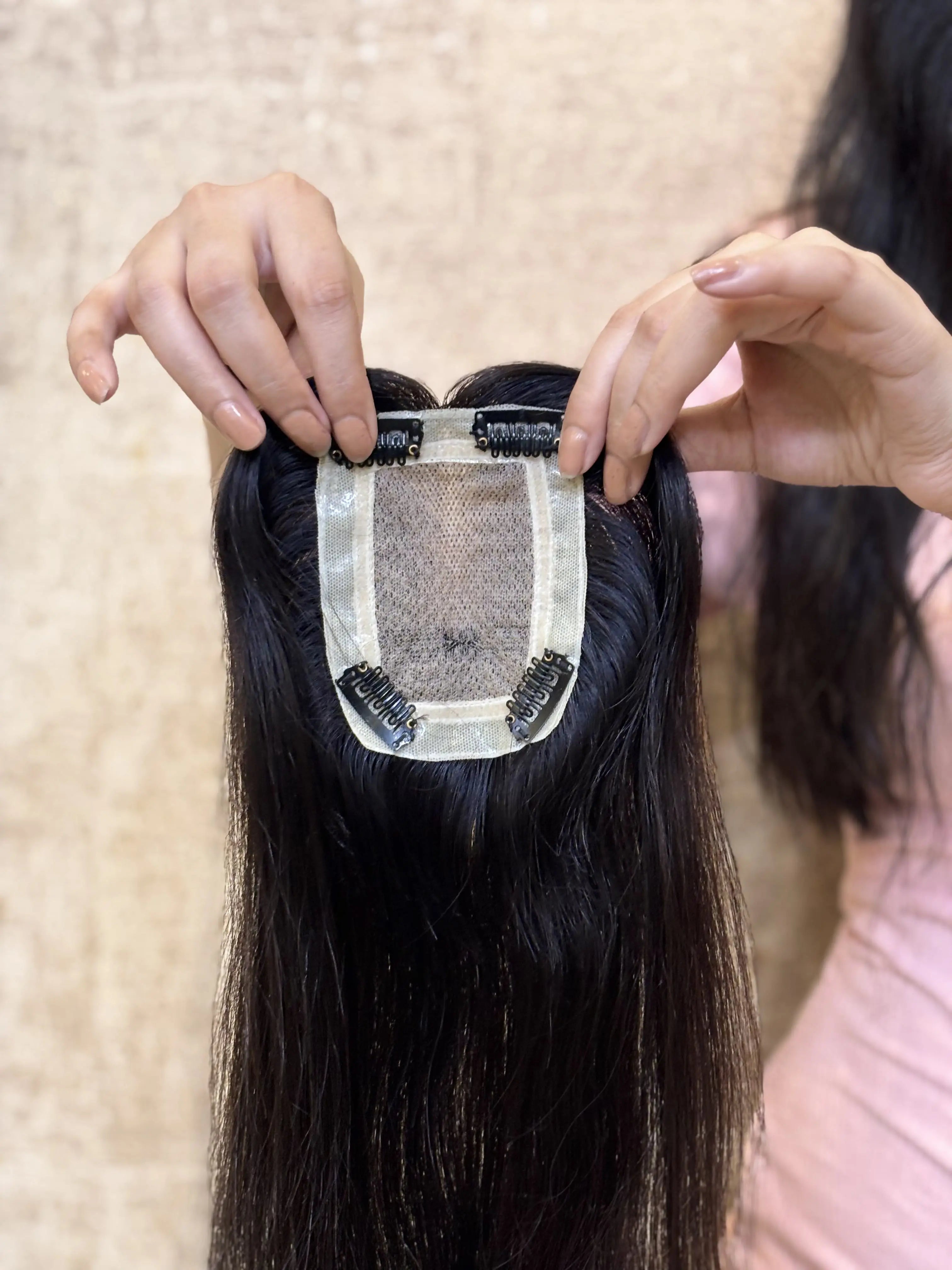 Hair Topper for Thinning Crown | Silk Base | Natural Black | Straight | Remy Hair India Hair Extensions Luxe